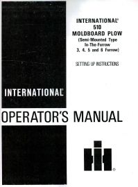 Operators Manual for International No. 510 Moldboard Plow