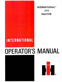 Operators Manual for International 574 Tractor w/ S/N 100,001 & Up