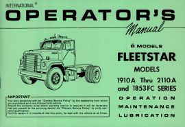Operator's Manual for 1968-1972 IH Fleetstar 1910A thru 2150A & 1853FC