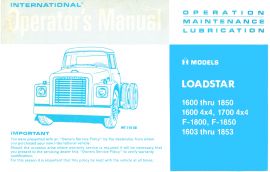 Operator's Manual for 1972-76 International Loadstar  Truck Models 1600-1890