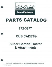 Parts Catalog for Cub Cadet Super Garden Tractors and Attachments