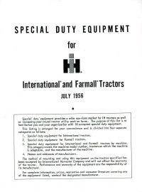 Special Duty Equipment Listing for International and Farmall Tractors from Aftermarket Manufacturers