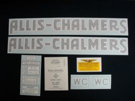 Allis Chalmers Model WC, 1941-48, Black Letters, Long A/S, Restoration Decal Set