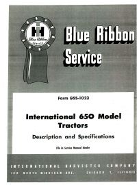 IH Blue Ribbon Service on International 650 Tractor Description & Specifications