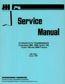 Service Manual for Hydrostatic Transmission for 966, 1066, Hydro 100, Hydro 186 and 3488 Tractors