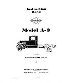 Instruction Book for International Model A-3 Truck