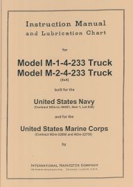 Instruction Manual & Lubrication Chart for International Model M-1-4-233 Truck & M-2-4-233 4 x 4
