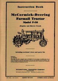 Instruction Book for McCormick-Deering Farmall Tractor Model F-30