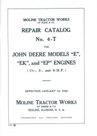 Repair Catalog No. 4-T for John Deere Models E, EK & EP Stationary Engines