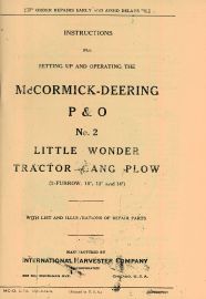 Instructions for No. 2 McCormick-Deering / P & O Little Wonder, Two-Furrow Plow