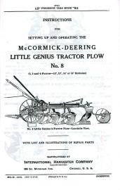 Instructions for No. 8 McCormick-Deering Little Genius Two, Three, and Four-Furrow Plow