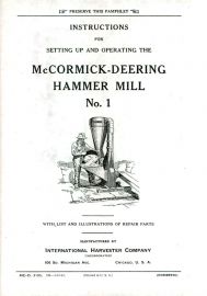 Instructions for No. 1 McCormick-Deering Hammer Mill with Parts List