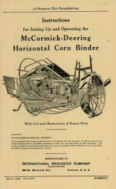 Instructions for McCormick-Deering Horizontal Corn Binder