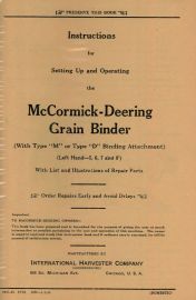 Instructions for McCormick-Deering Grain Binder With Type M or D Binding Attachment