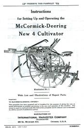 Instruction Manual for McCormick-Deering New 4 Horse Drawn Cultivator with Parts List