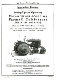 Instruction Manual for McCormick-Deering Farmall Cultivators  Nos. A-134 & A-435