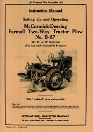 Instruction Manual for B-87 McCormick-Deering Farmall Two-Way Tractor Plow