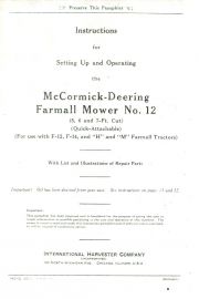 Instructions for Setting Up & Operating the McCormick-Deering Farmall Mower No. 12