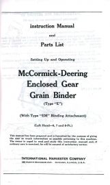 Instruction Manual for McCormick-Deering Type E Enclosed Gear Grain Binder