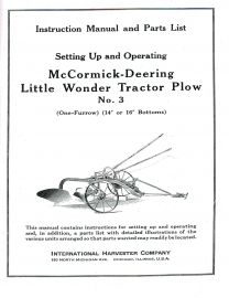 Instruction Manual for No. 3 McCormick-Deering Little Wonder One-Furrow Plow