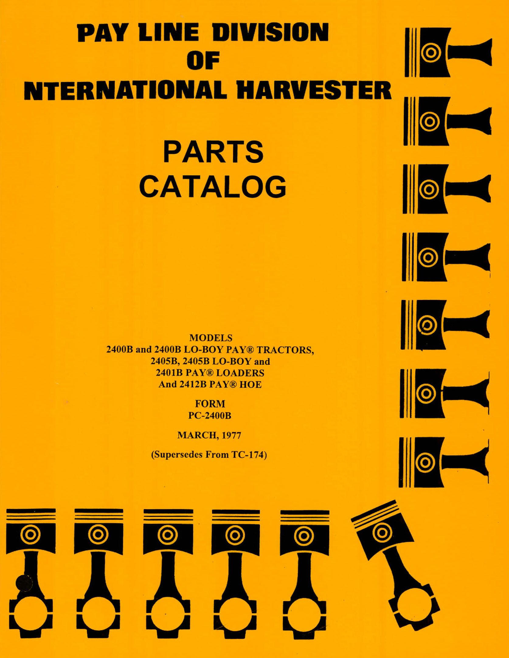 Binder Books: Parts Catalog For International 2400B & 2400B Lo-BoyTractor