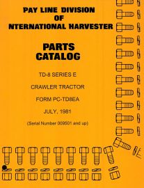 Parts Catalog for International TD-8 Series E Crawler Tractor for S/N 9501 & Up