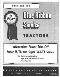 IH Blue Ribbon Service for Power Take Off for Farmall Super MTA and Super W6-TA Tractors