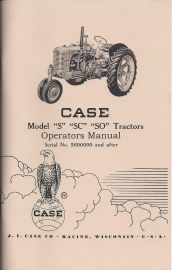 Operators Manual for Case S, SC, SO Tractor