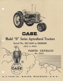 Parts Catalog for Case Model D Series Agricultural Tractor