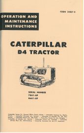 Operators & Maintenance Manual for Caterpillar D-4 Serial Numbers 78A1 Up & 86A1 Up