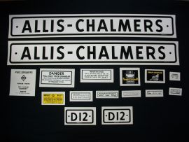 Allis Chalmers Model D12, 1957-60, Black Bar Grill Restoration Decal Set