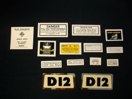 Allis Chalmers Model D12 (kit for metal name on hood) Restoration Decal Set