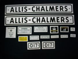 Allis Chalmers Model D17 1957-60 Black Bar Grill Restoration Decal Set