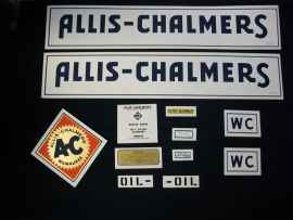 Allis Chalmers Model WC, 1933-38, Blue Letters, Long A/S with Border, Restoration Decal Set