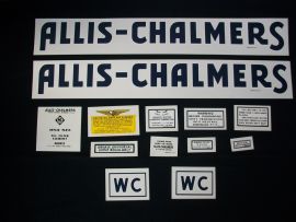 Allis Chalmers Model WC, 1939-40, Blue Letters, Long A/S, Restoration Decal Set