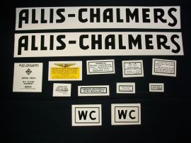 Allis Chalmers Model WC, 1941-48, Black Letters, Long A/S, Restoration Decal Set