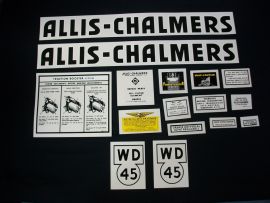 Allis Chalmers Model WD-45, Black Letters, Restoration Decal Set