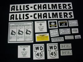 Allis Chalmers Model WD-45 Diesel, Blue Letters Restoration Decal Set