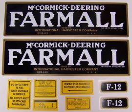 McCormick Deering Farmall F-12 Restoration Decal Set