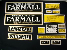 McCormick Deering Farmall F-20 Narrow Tread Restoration Decal Set