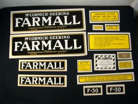 McCormick Deering Farmall F-30 Narrow Tread Restoration Decal Set