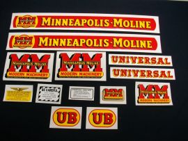 Minneapolis Moline Model UB Restoration Decal Set