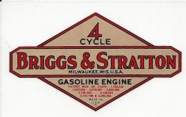 Briggs & Stratton 4 cycle Gasoline Engine Decal - Gold