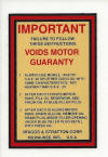 Briggs & Stratton Important...Voids Motor Guaranty for Lubrication Decal