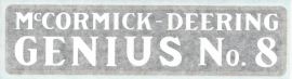 McCormick-Deering Genius No. 8 Plow Decal - Vinyl