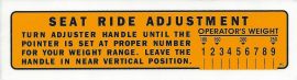 Seat Ride Adjustment Decal