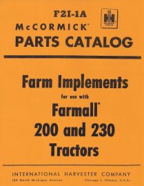 Parts Catalog for Farm Implements Used with McCormick Farmall 200 & 230 Tractor