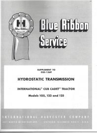 IH Blue Ribbon Service Supplement on Cub Cadet Hydrostatic Transmission Service for 105, 123 & 125