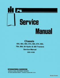 Chassis Service Manual for IH Tractor Models 454, 464, 484, 574, 584, 674, 684, 784, 884 & Hydro 84