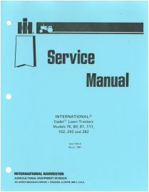 Service Manual Set for IH Cub Cadet Models 76, Spirit of 76, 80, 81, 111, 182, 282 & 383